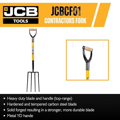 JCB Solid Forged Contractors Fork – Heavy Duty Steel Digging Garden Fork