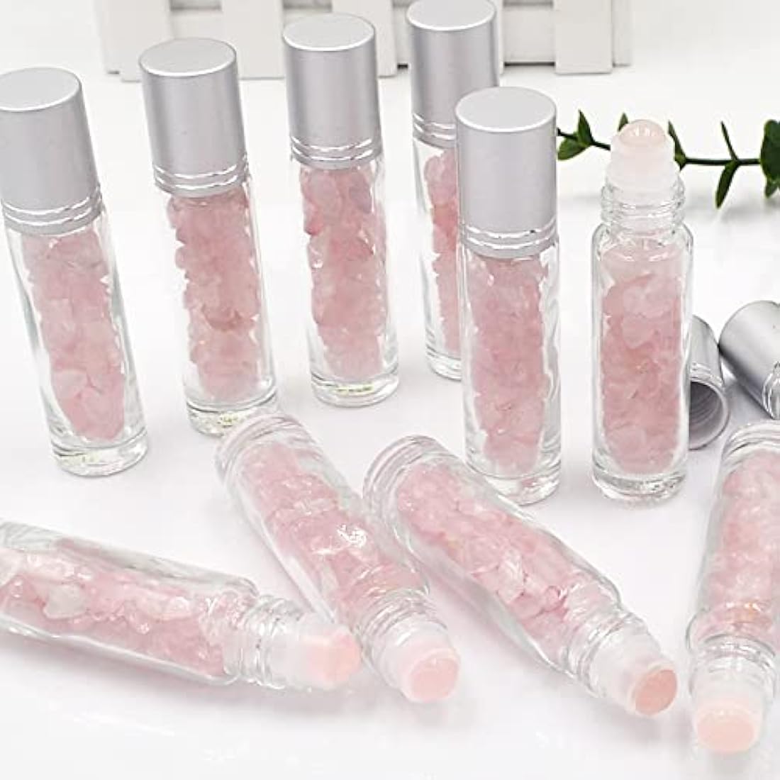Jolof Store Rose Quartz Essential Oil Roller Bottles & EVA Travel Case