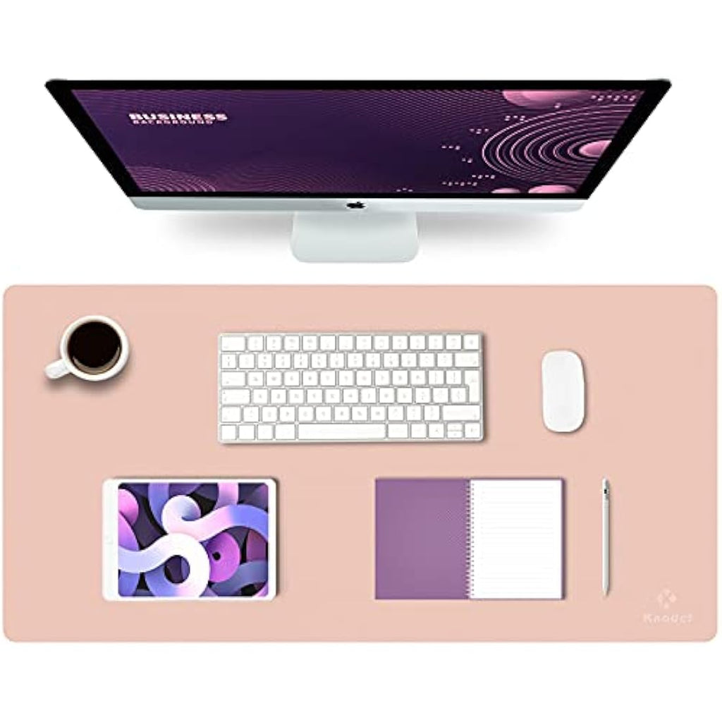 K KNODEL Leather Desk Mat – Dual-Sided Office Mouse Pad & Blotter, Pink