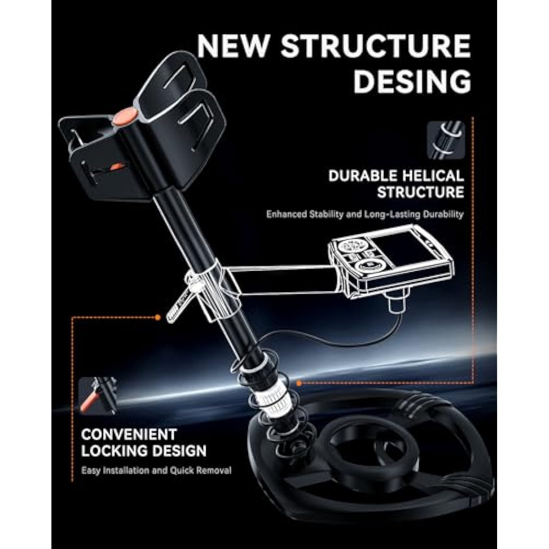 SUNPOW Professional Metal Detector – Waterproof IP68 Coil & 5 Modes