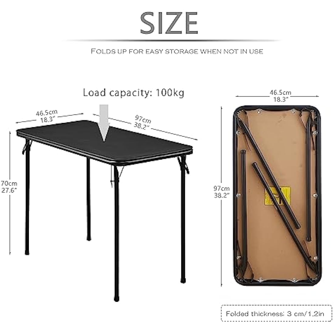Folding Desk and Chair Set | Portable Black Steel Table