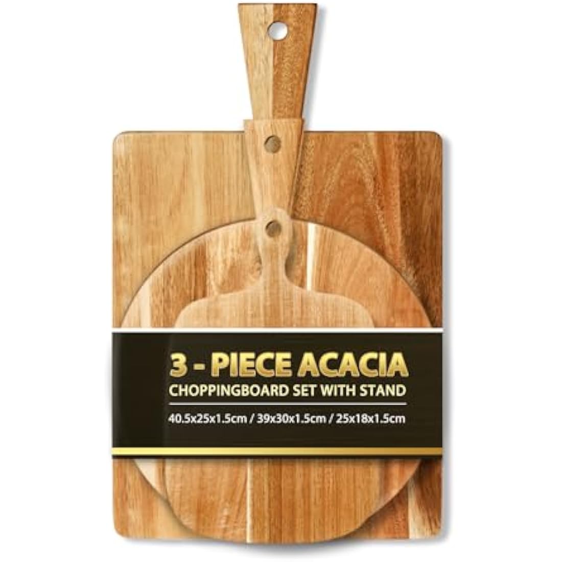 Jolof Store Acacia Wood Charcuterie Board Set - 3 Piece Serving Trays