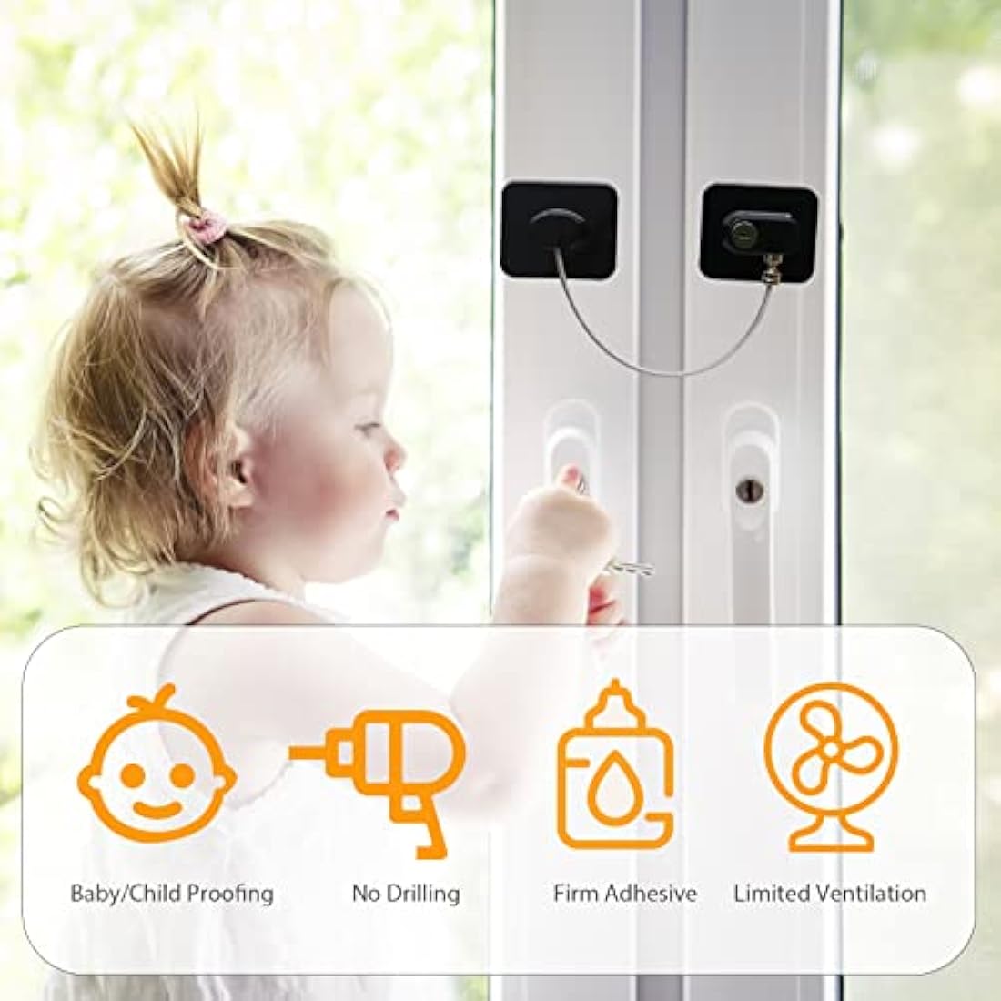NewBinn Window Safety Locks – 4 Pack No-Drill Adhesive Child Proof Locks