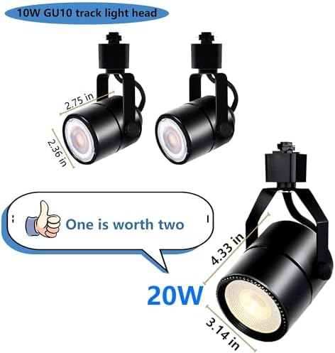 Bravsekai LED Track Lighting Kit | 6-Light H-Type PAR20 3000K Warm White