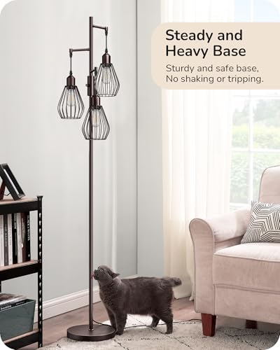 EDISHINE Industrial Dimmable Floor Lamp | 3-Light Tree Standing Lamp