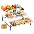 Lifewit 3-Tier Plastic Serving Platter with Collapsible Metal Stand