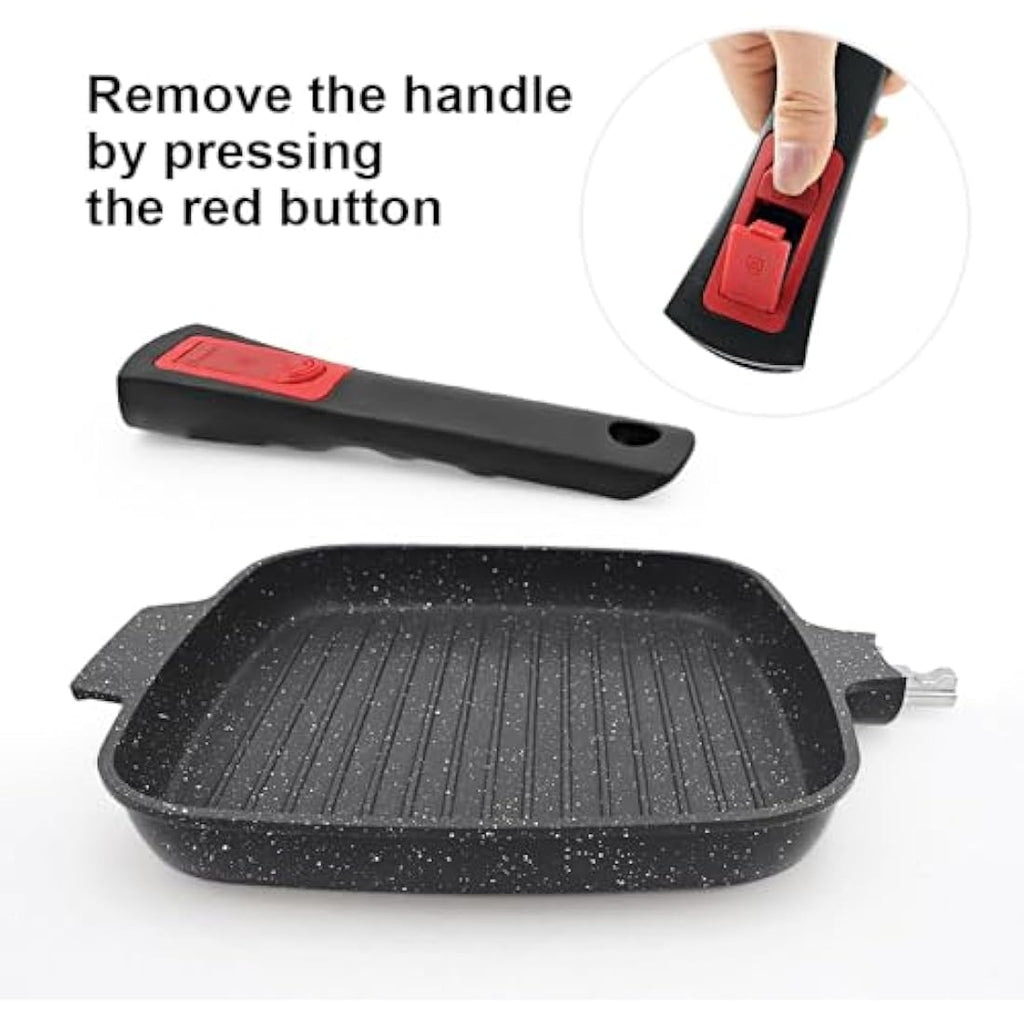 RANX INGST Non-Stick Griddle Pan with Lid | 26cm Cast Aluminium Steak Pan