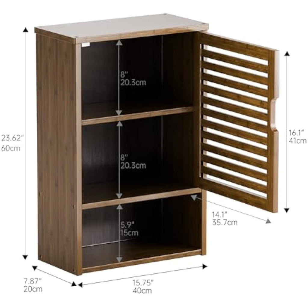 HITNET Bamboo Medicine Cabinet – Wall Mounted Bathroom Storage, Walnut