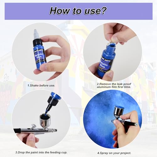 HOMY ARTY Airbrush Paint Set - 48 Bottles Water-Based Acrylic Paint