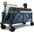 Overmont 300L Folding Wagon – Heavy Duty All-Terrain Beach Cart, Blue