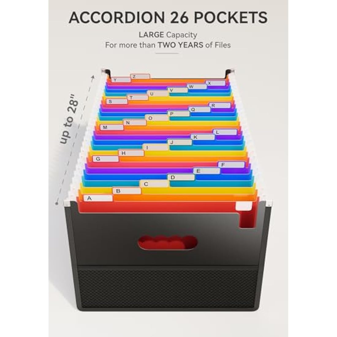 ABC life 26 Pockets Expanding File Folder – A4 Document Organizer with Mesh Bag