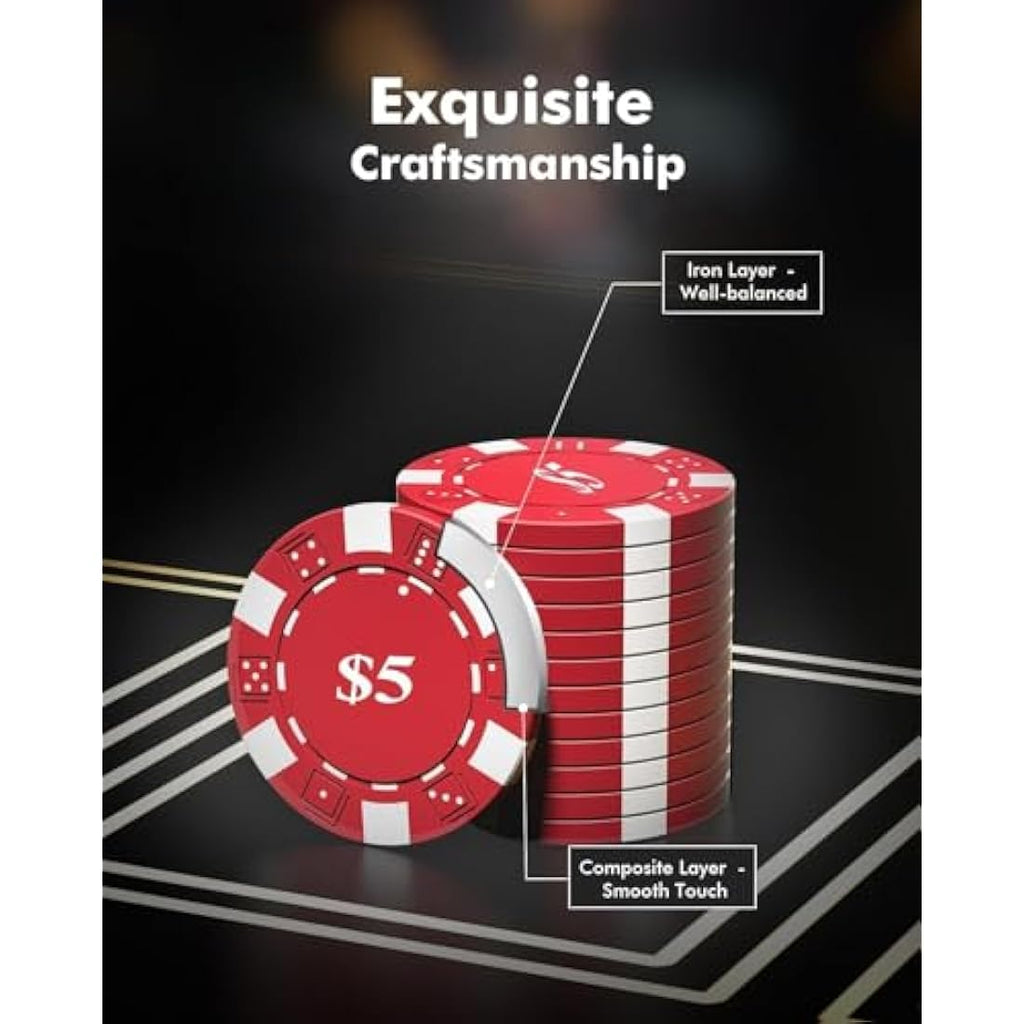 HEITOK 500pcs Poker Chips Set | Numbered Casino Set with Aluminum Case