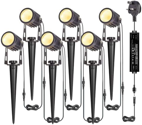 B-right Garden Spotlights | 6-Pack Mains Powered Waterproof Spike Lights