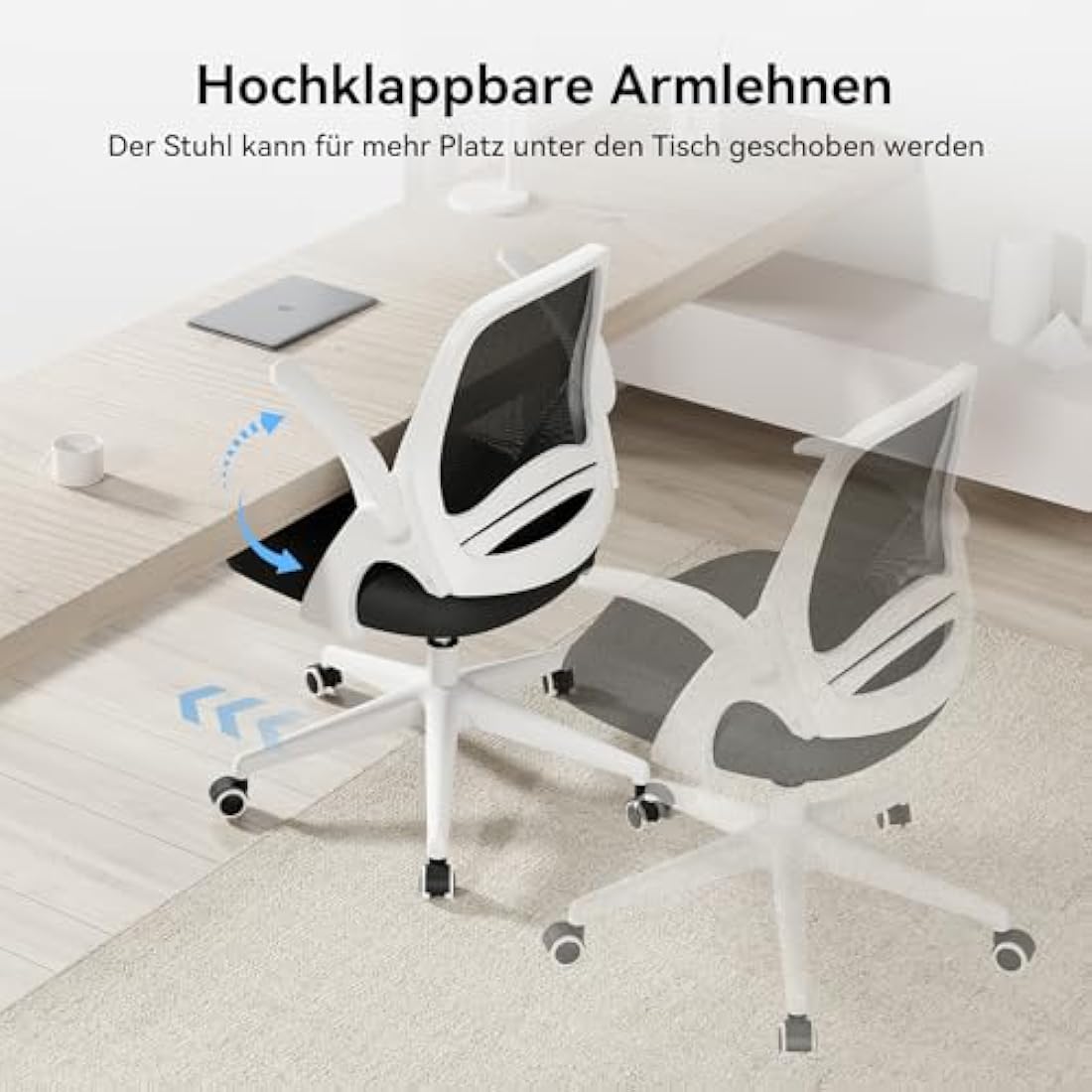 Hbada Ergonomic Mesh Office Chair – Flip-up Arms & Compact Design