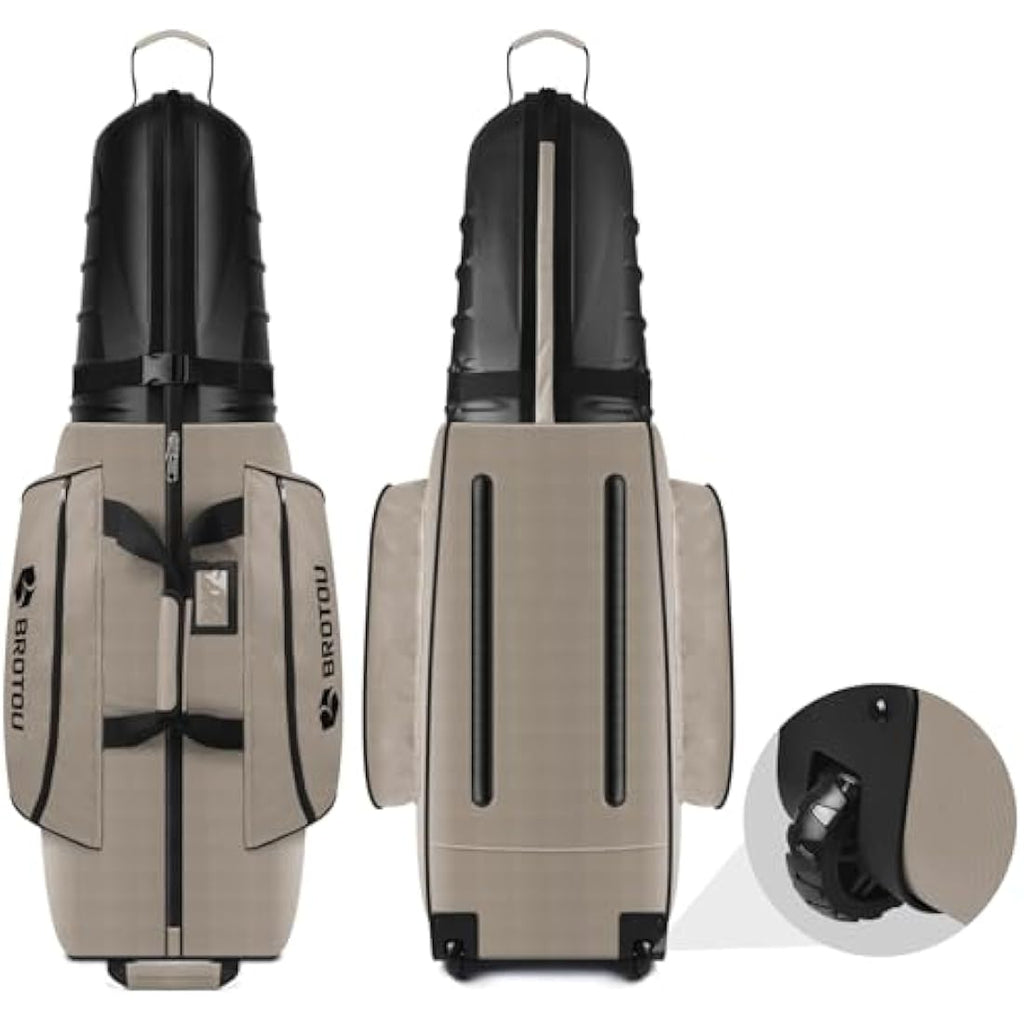 BROTOU Hard Shell Golf Travel Bag – Waterproof Padded Case with Wheels