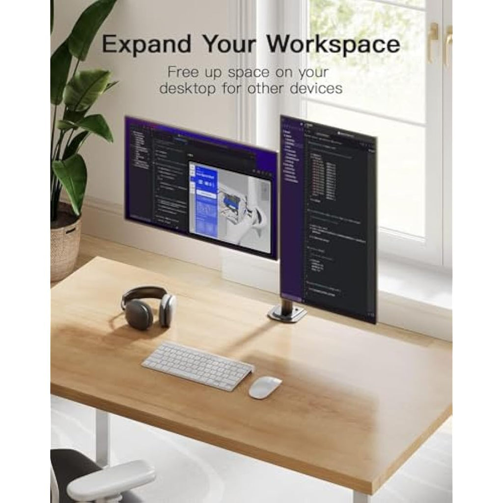 HUANUO Dual Monitor Stand | Adjustable Arm for 13-30 Inch VESA Screens