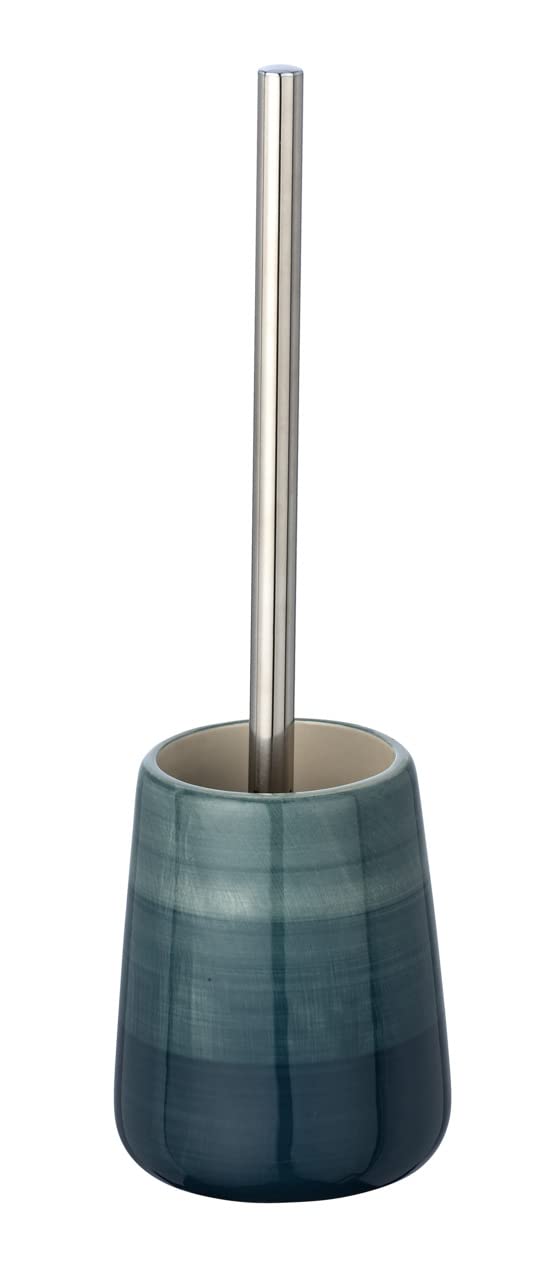 WENKO Ceramic Toilet Brush and Holder – Petrol Blue Bathroom Decor