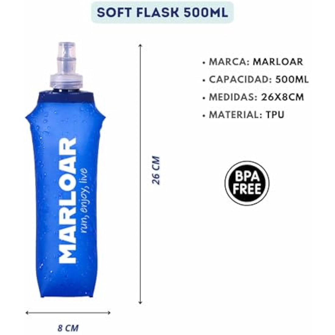 MARLOAR Soft Flask 500ml – Collapsible Running Water Bottle, 2 Pack