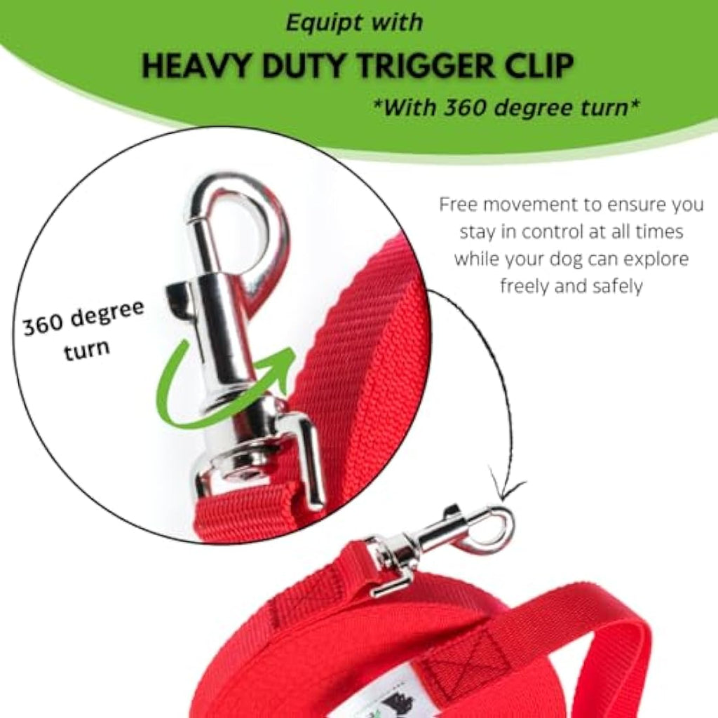 Dog Training Lead – 65ft Long Recall Leash, Red
