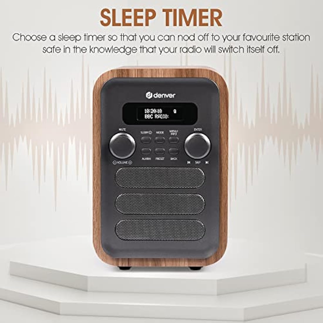 Denver DAB-48 Digital Radio – Bluetooth Speaker & Alarm Clock with Remote