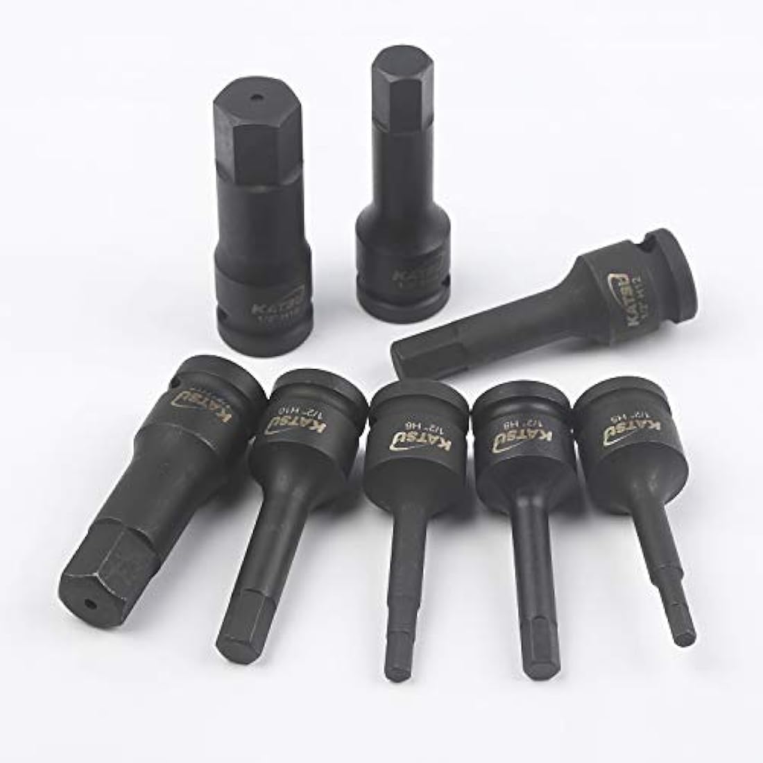 KATSU 8-Piece 1/2" Drive Hex Allen Deep Impact Socket Set, 5-19mm