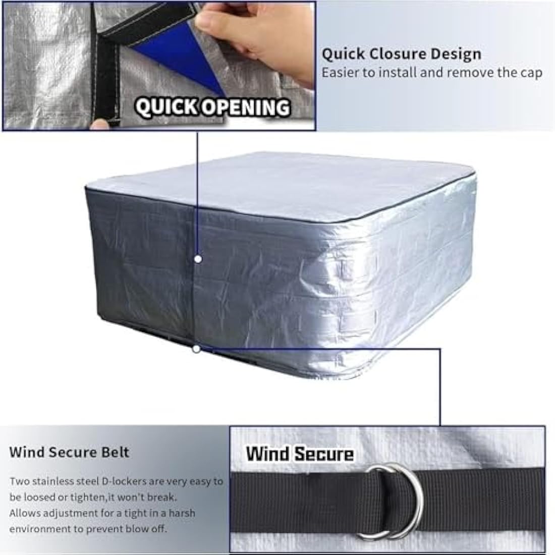 Jolof Store Insulated Hot Tub Cover – 95x95x35 Thermal Spa Protector