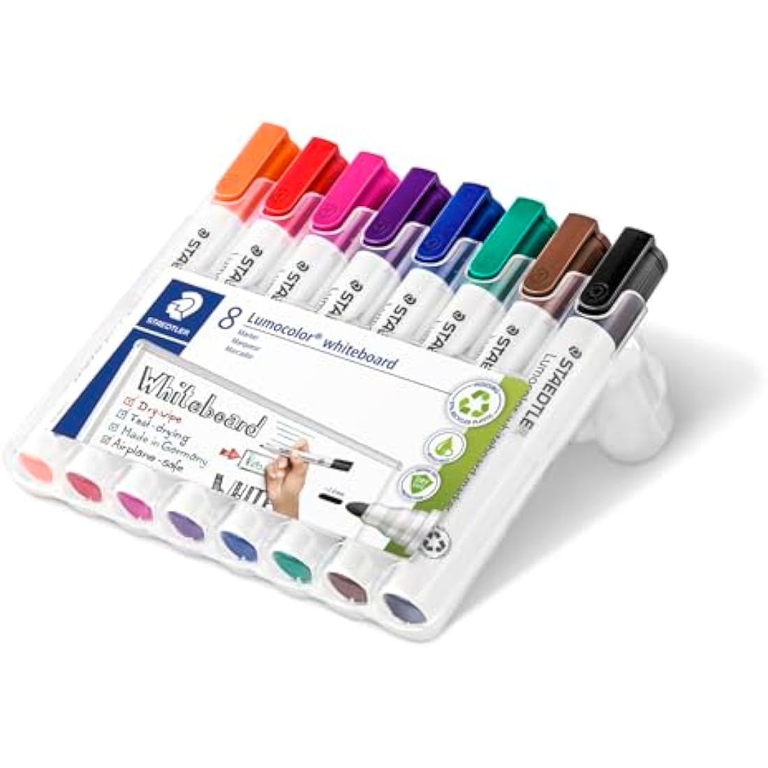 Staedtler Lumocolor Whiteboard Markers | Bullet Tip, Assorted (8 Pack)
