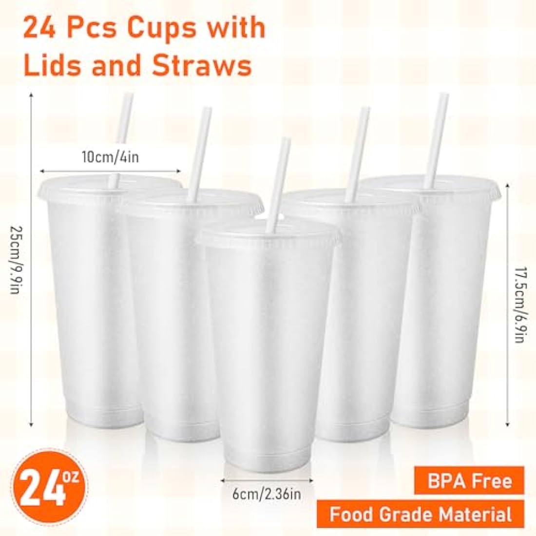 Jolof Store 24 Pcs Glitter Reusable Cups with Lids and Straws | 24 oz