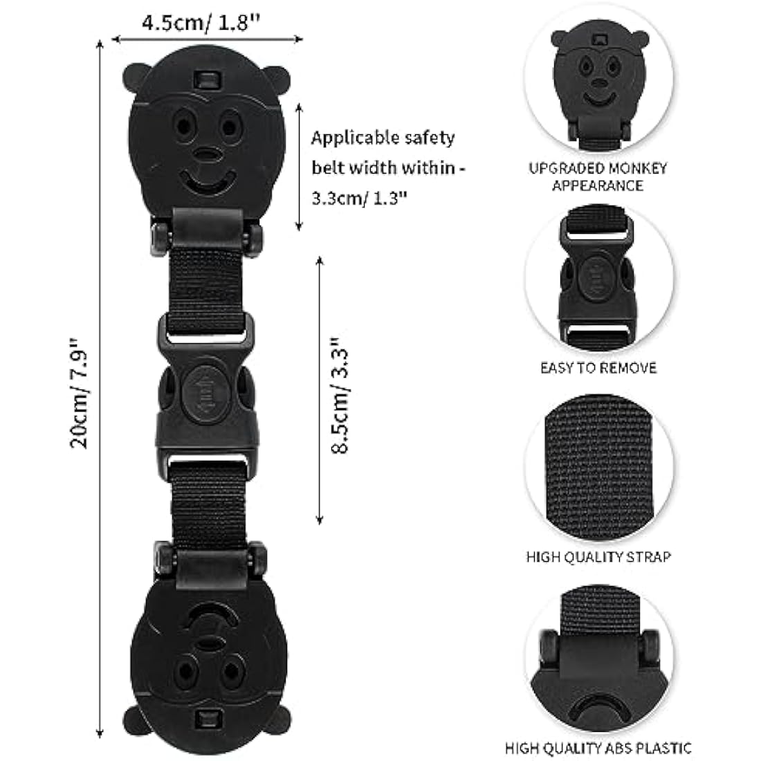 QOPAHI Car Seat Strap Anti Escape – 2 Pack Monkey Baby Harness Chest Clip