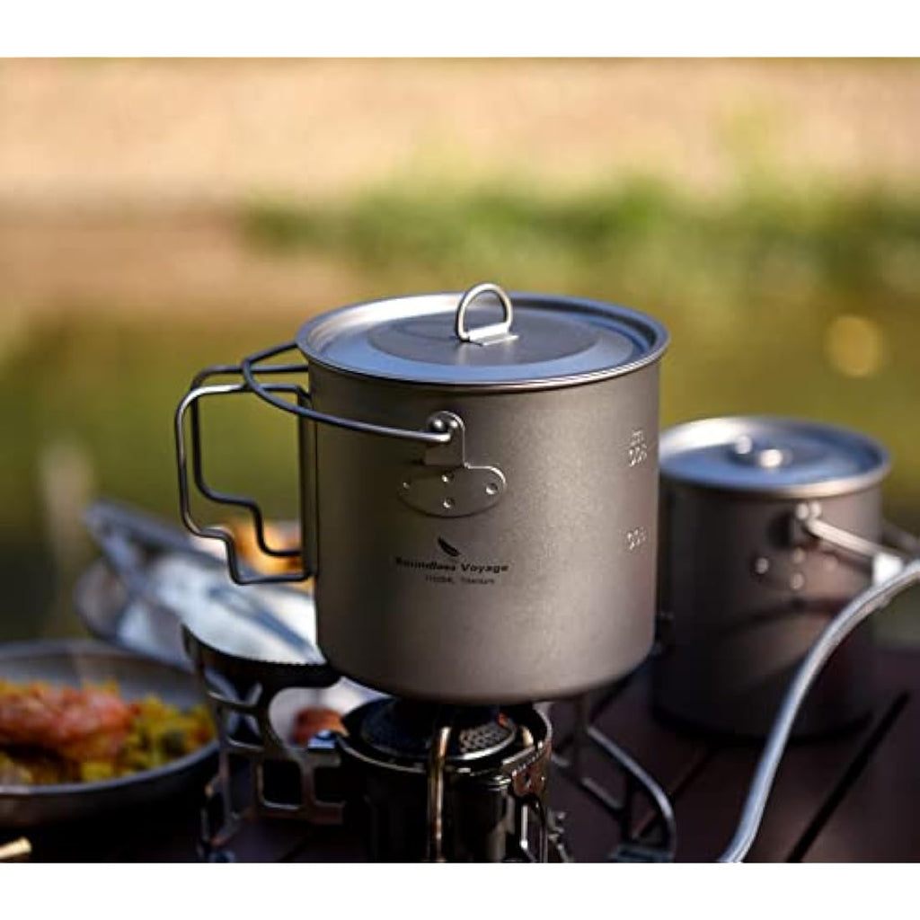 iBasingo 1100ml Titanium Mug – Ultralight Camping Cup with Lid