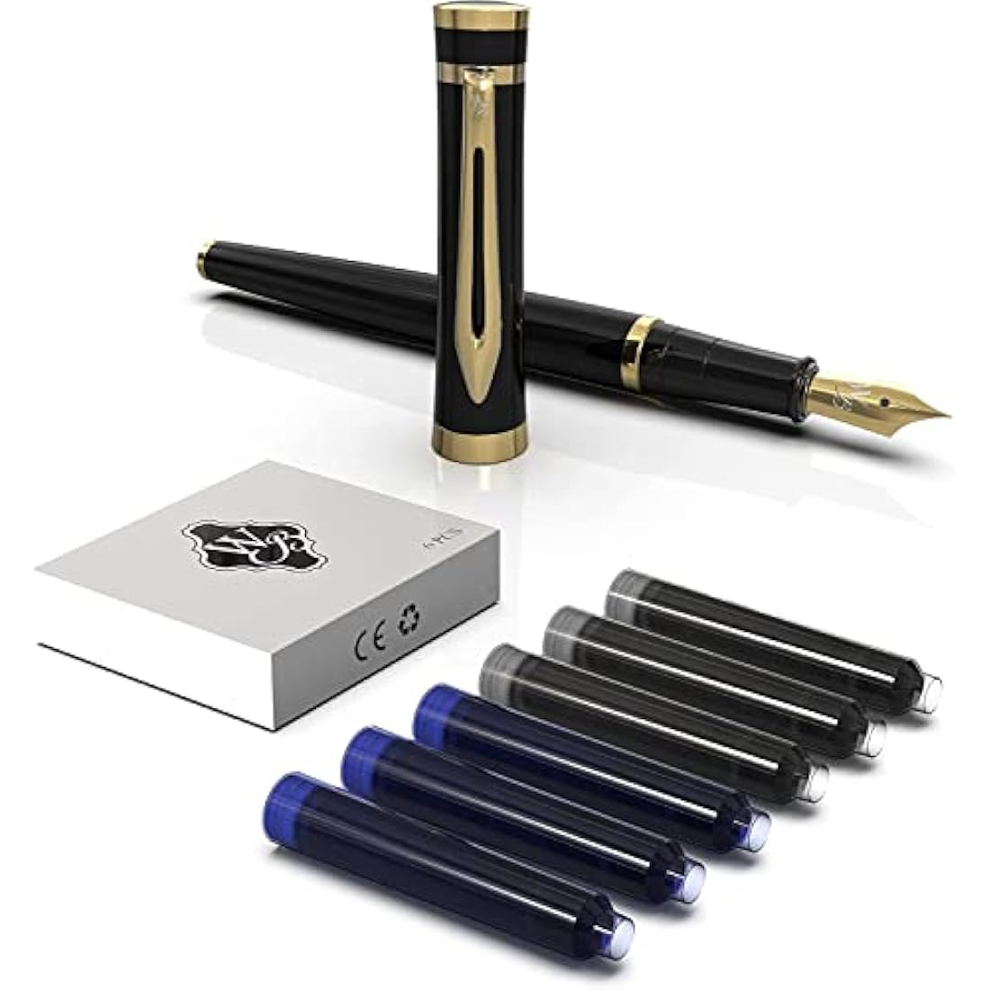 Wordsworth & Black Fountain Pen Set – 18K Gilded Nibs & Ink Refills