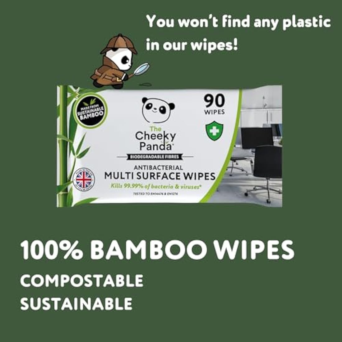 The Cheeky Panda Antibacterial Bamboo Surface Wipes | 6 Pack (540)