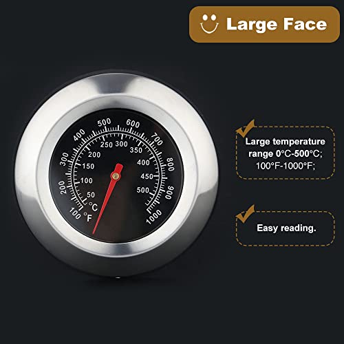 BBQ Thermometer Gauge | 3-Inch 1000F Charcoal Grill Smoker