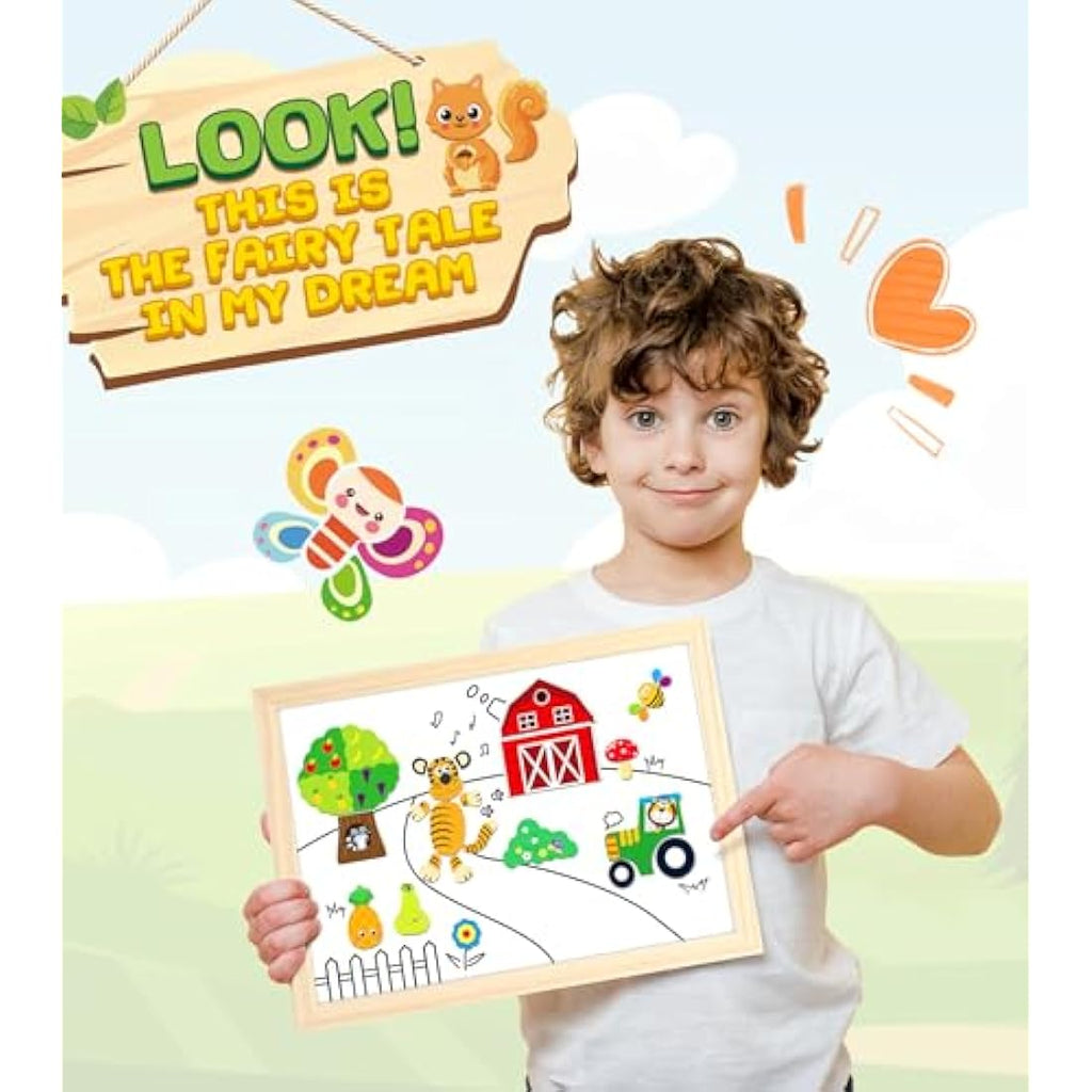 Jojoin 130 PCS Wooden Magnetic Puzzle | Montessori Educational Toy Board