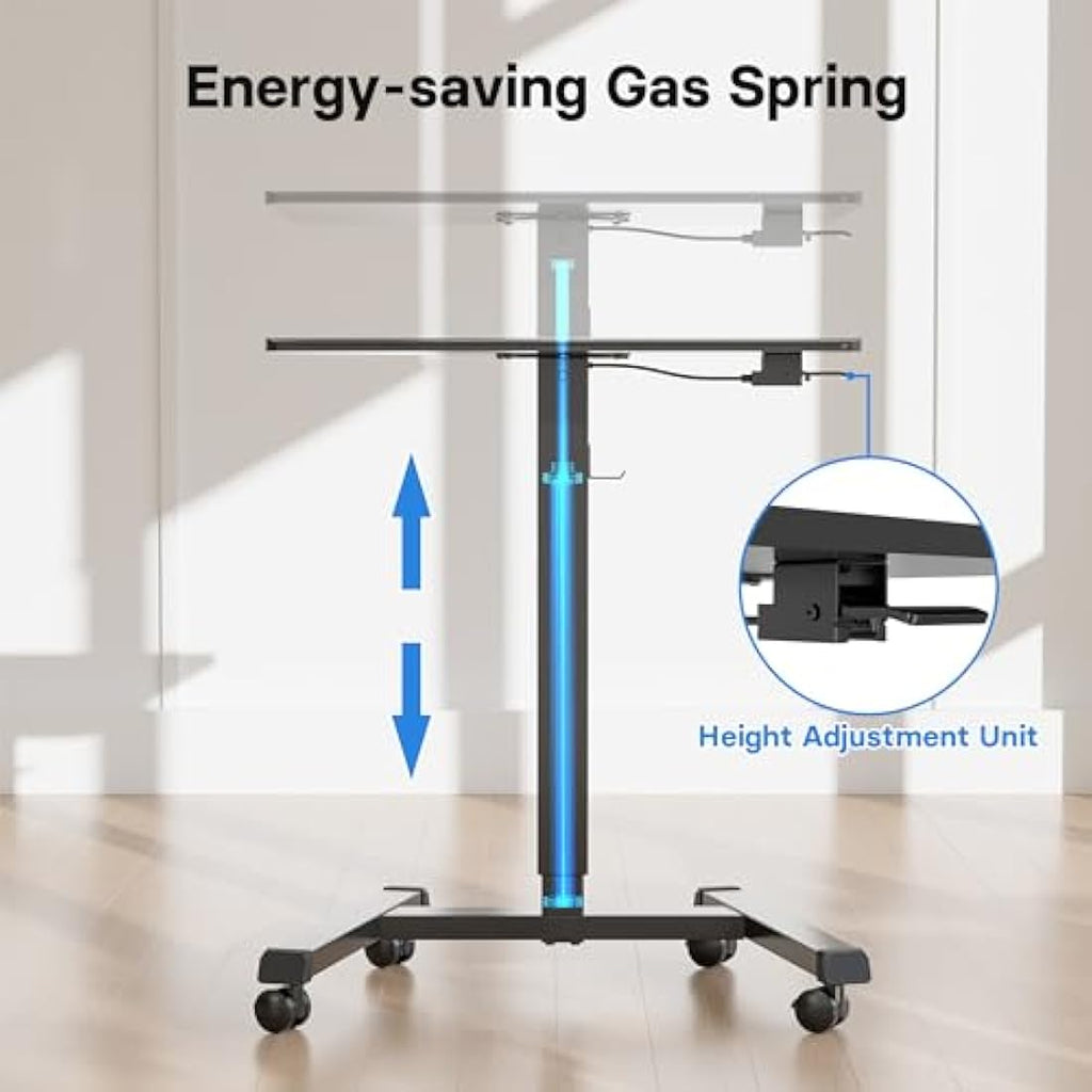 BONTEC Mobile Standing Desk | Height Adjustable 65x45cm Portable Table