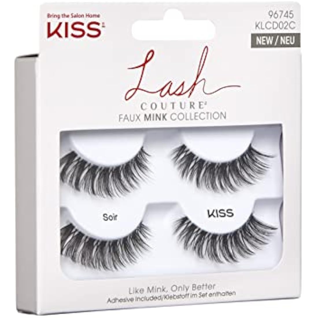 KISS Lash Couture Faux Mink False Lashes – Soir 2-Pair Pack with Glue