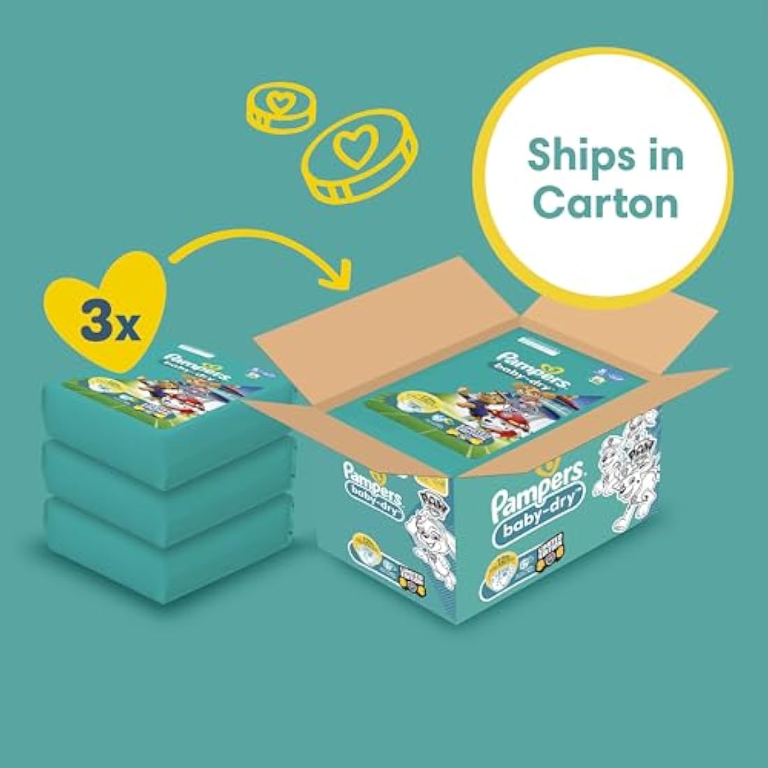 Pampers Baby-Dry Nappies Size 5 | Paw Patrol Edition – 186 Count
