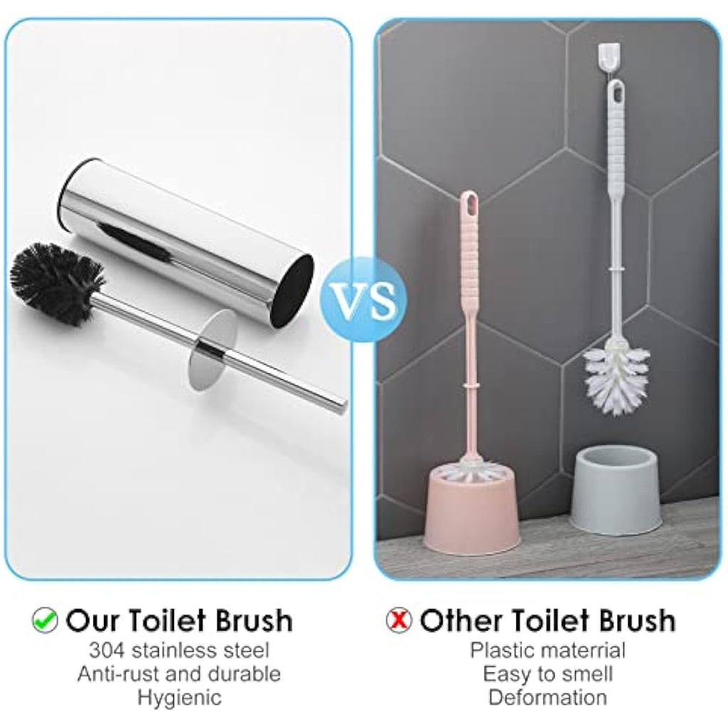 BGL 304 Stainless Steel Toilet Brush and Holder – Chrome Round Stand