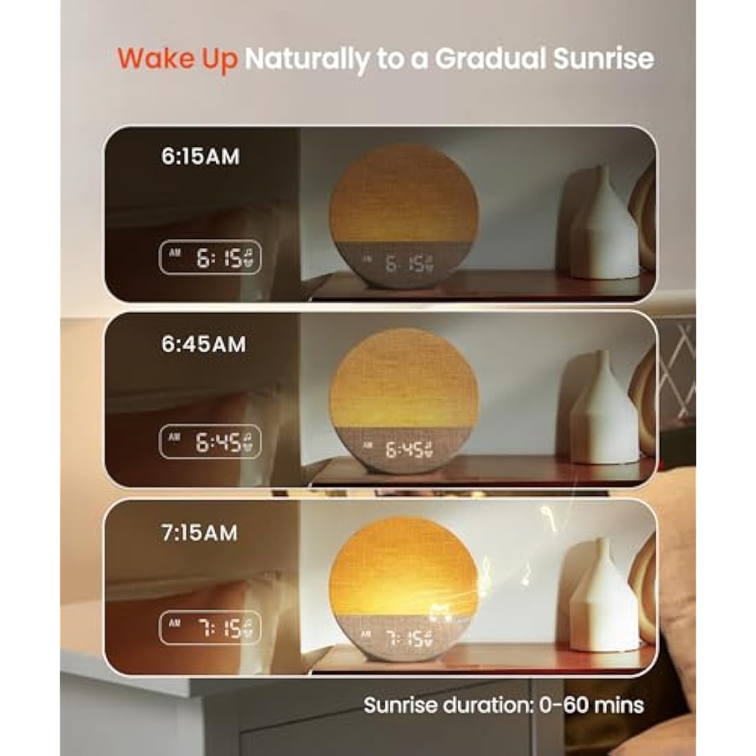 Dreamegg Sunrise 1 Alarm Clock | White Noise Machine & Wake Up Light