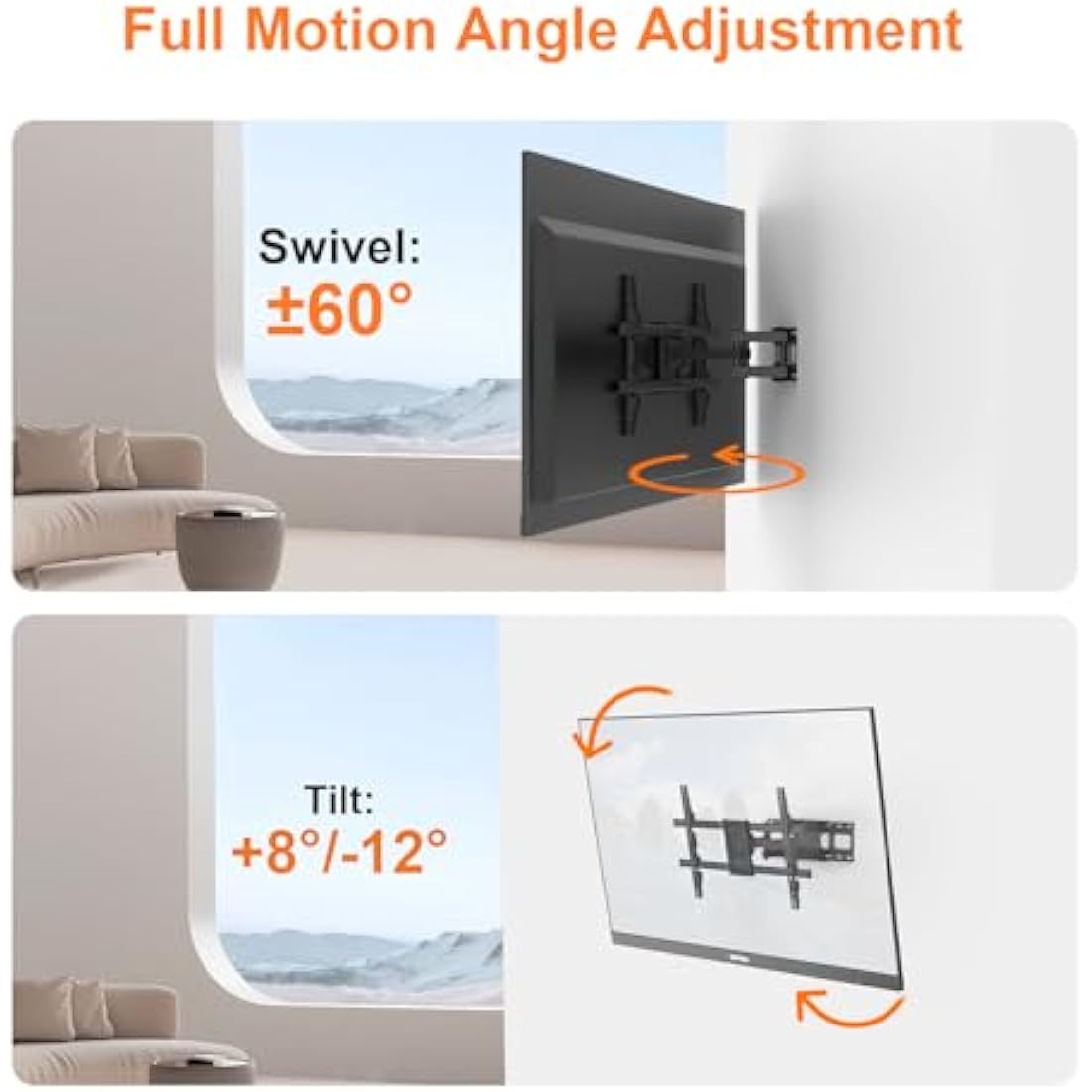 GRIFEMA Full Motion TV Wall Bracket | 32-80 inch Swivel & Tilt Mount
