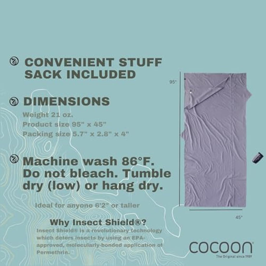 Cocoon Insect Shield TravelSheet – Egyptian Cotton XL Sleeping Bag Liner