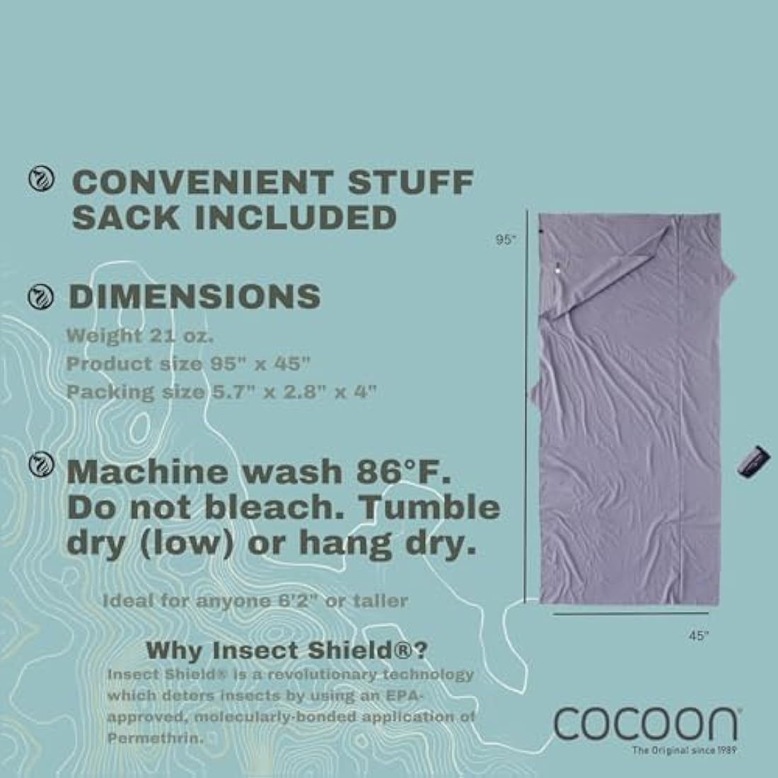 Cocoon Insect Shield TravelSheet – Egyptian Cotton XL Sleeping Bag Liner