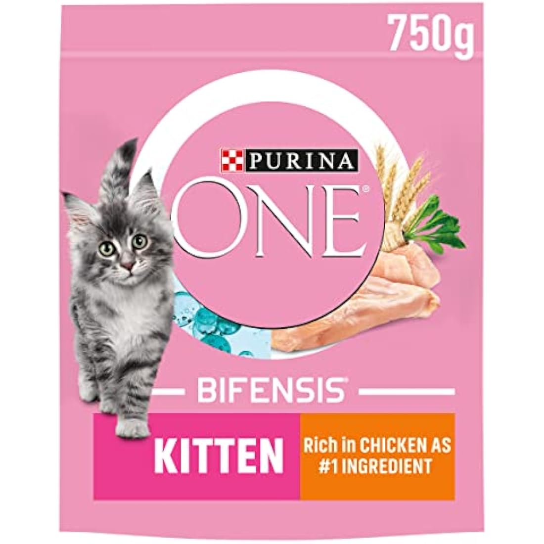 Purina One Kitten Dry Cat Food - Chicken & Rice 750g (Pack of 4)