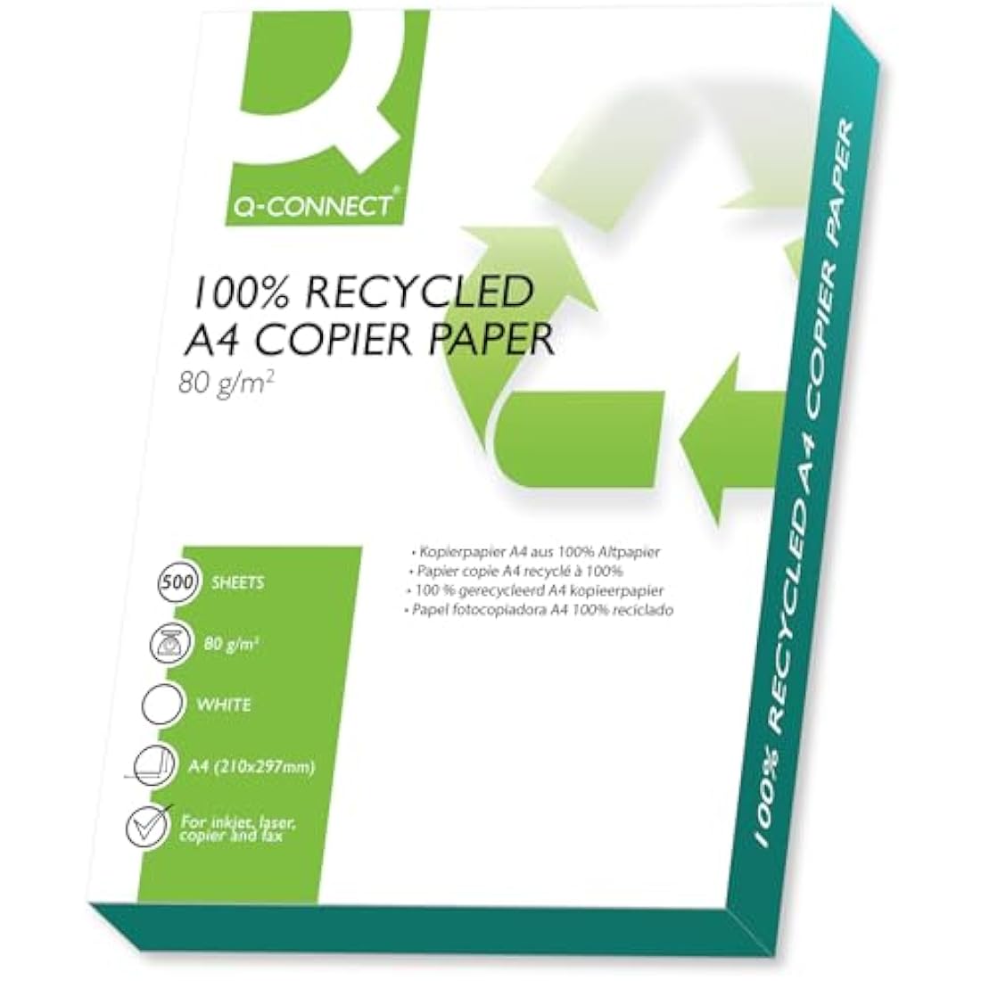 Q-Connect A4 Recycled Copier Paper 80gsm | 100% Recycled - 2500 Sheets