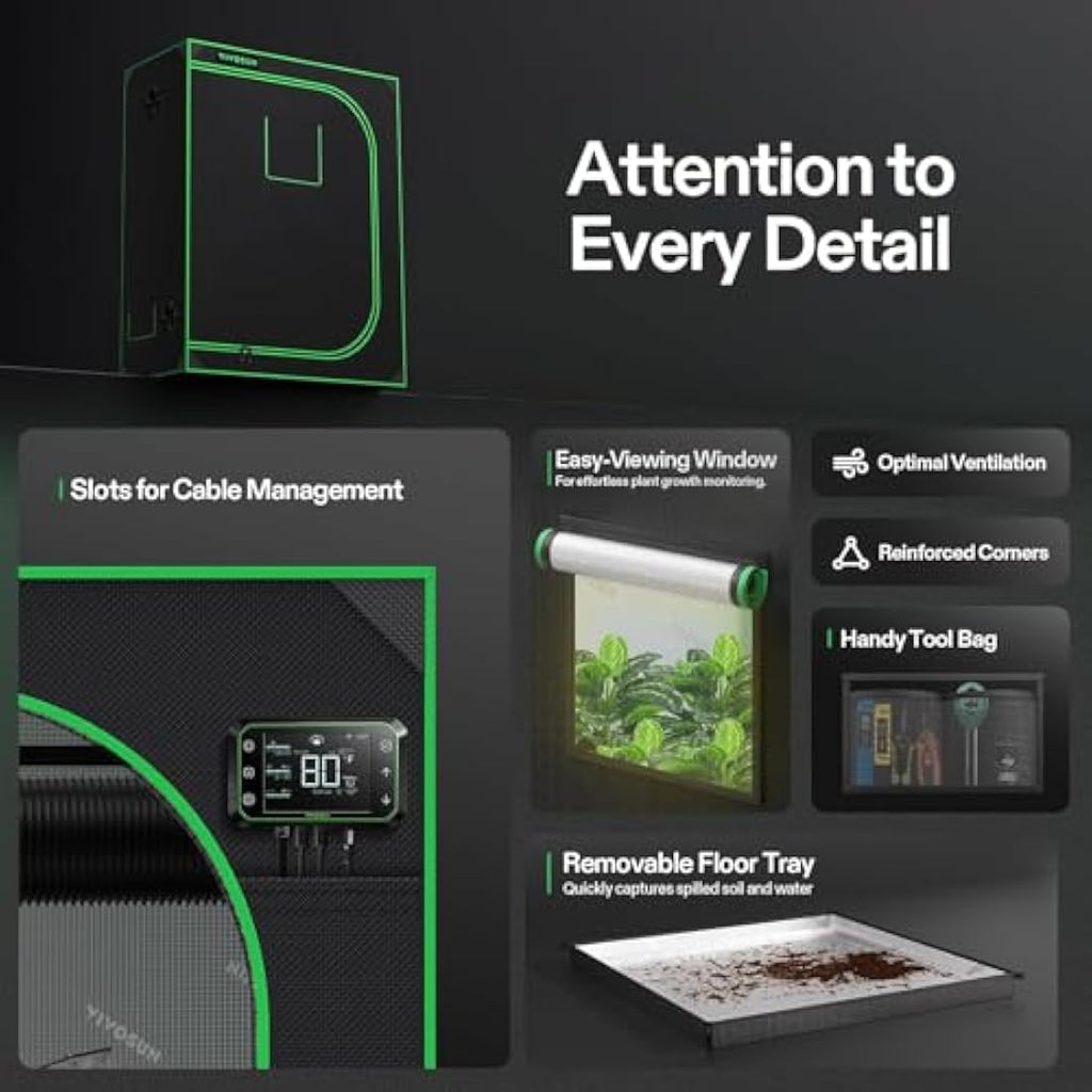 VIVOSUN Mylar Grow Tent - 120x60x150cm Reflective Indoor Hydroponics