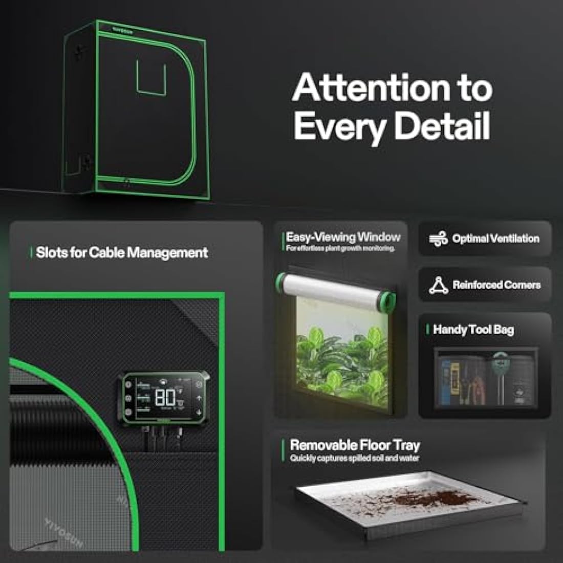 VIVOSUN Mylar Grow Tent - 120x60x150cm Reflective Indoor Hydroponics