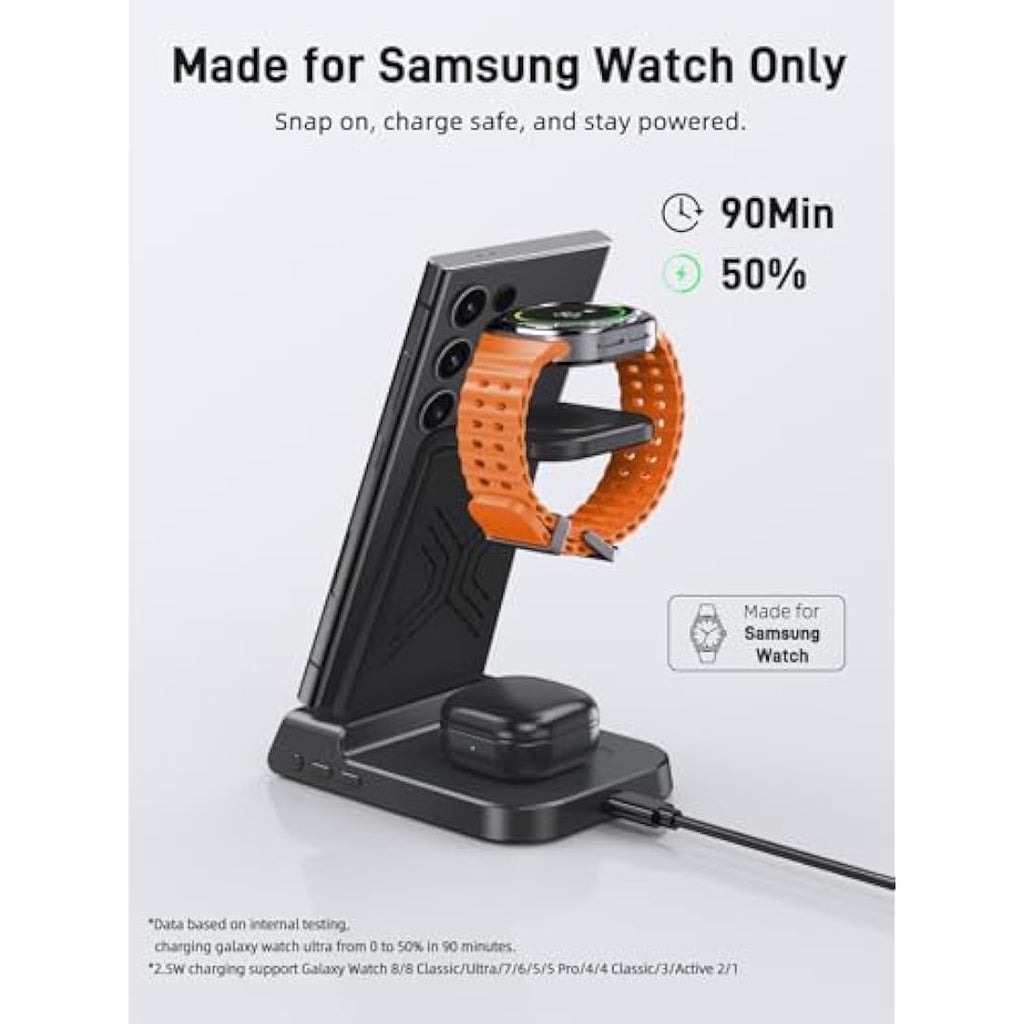 3-in-1 Wireless Charging Station for Samsung Galaxy S25 & Watch