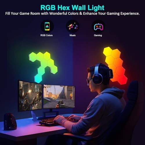 Kangtaixin Hexagon LED Lights – 20 Pack RGB Smart Music Sync Panels