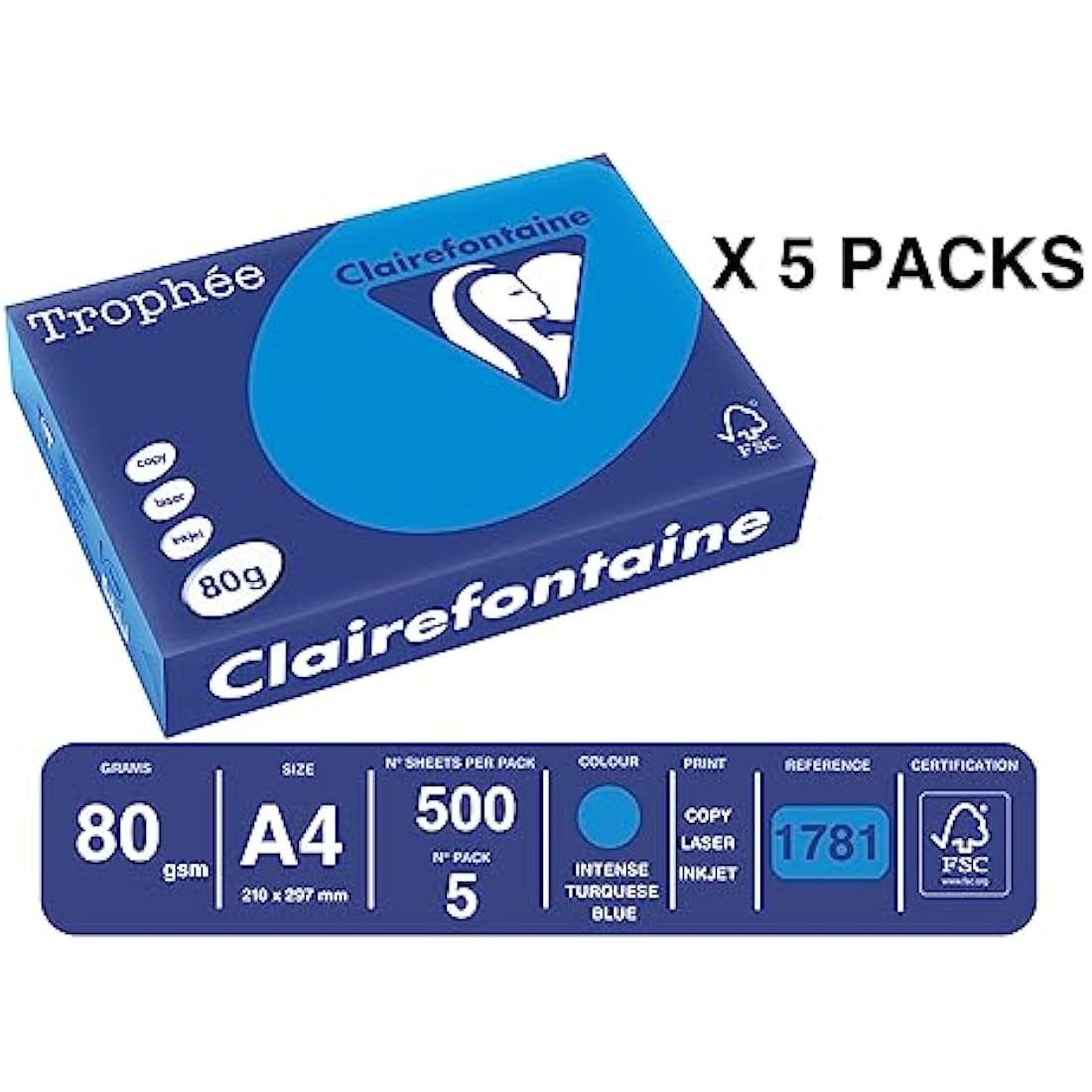 Clairefontaine Trophee A4 Paper 80gsm | Intense Blue - 500 Sheets