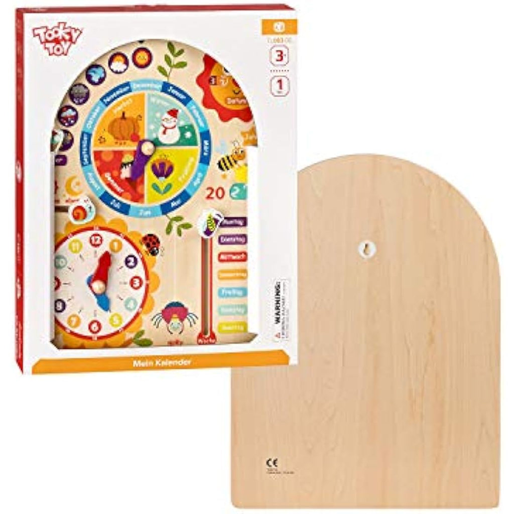 Tooky Toy Wooden Calendar Clock – Educational Learning Toy for Kids